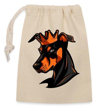 Doberman Hund Krone - Verschließbarer Geschenkbeutel aus Baumwolle (14x20cm) - Natur - Vorne