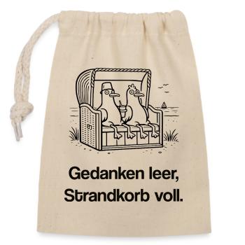 Strandkorb Möwen Shirt – lustiges Nordsee Meme  - Verschließbarer Geschenkbeutel aus Baumwolle (14x20cm) - Natur - Vorne