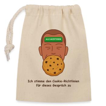 Datenschutz Cookie, Richtlinien Ironie - Verschließbarer Geschenkbeutel aus Baumwolle (14x20cm) - Natur - Vorne