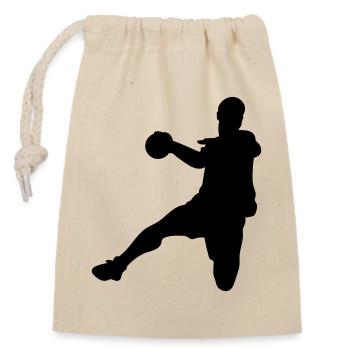 Handball - Verschließbarer Geschenkbeutel aus Baumwolle (14x20cm) - Natur - Vorne