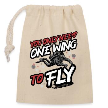 Tauchen One Wing To Fly – Tec & Scuba Diver Design - Verschließbarer Geschenkbeutel aus Baumwolle (14x20cm) - Natur - Vorne