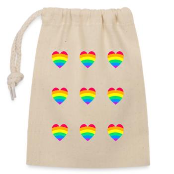 Cœurs arc-en-ciel de la fierté LGBT - Sac cadeau en coton avec cordon (14 x 20 cm) - nature - Devant