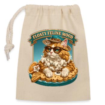 Floaty Feline Mood Cool Cat on Summer Pool Float - Closable cotton gift bag (14x20cm) - nature - Front