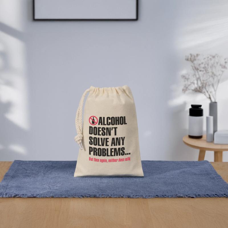 Alcohol doesn't solve any problems... But then Verschließbarer Geschenkbeutel aus Baumwolle (14x20cm)