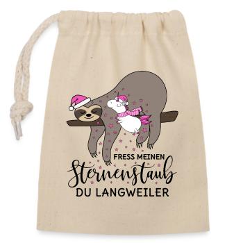 Sloth Unicorn Stardust Christmas Winter - Closable cotton gift bag (14x20cm) - nature - Front
