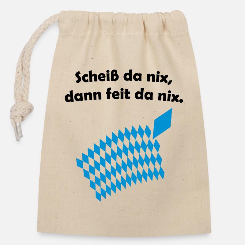 Bayerisches Scheiß da nix Design - Verschließbarer Geschenkbeutel aus Baumwolle (14x20cm) - Natur