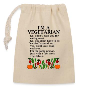 I'm a vegetarian. Vegetarian quotes - Closable cotton gift bag (14x20cm) - nature - Front