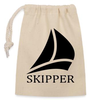 skipper segelboot logo - Verschließbarer Geschenkbeutel aus Baumwolle (14x20cm) - Natur - Vorne