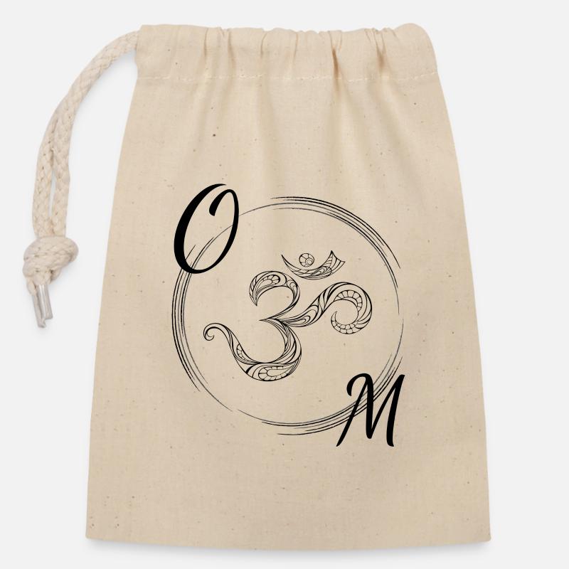 Om - Closable cotton gift bag (14x20cm) - nature