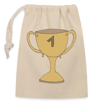 pokal gold - Verschließbarer Geschenkbeutel aus Baumwolle (14x20cm) - Natur - Vorne