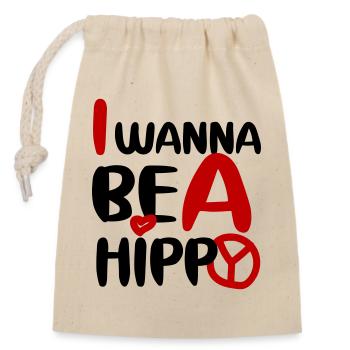 JE VEUX ÊTRE UN HIPPIE, SIMPLE - Sac cadeau en coton avec cordon (14 x 20 cm) - nature - Devant