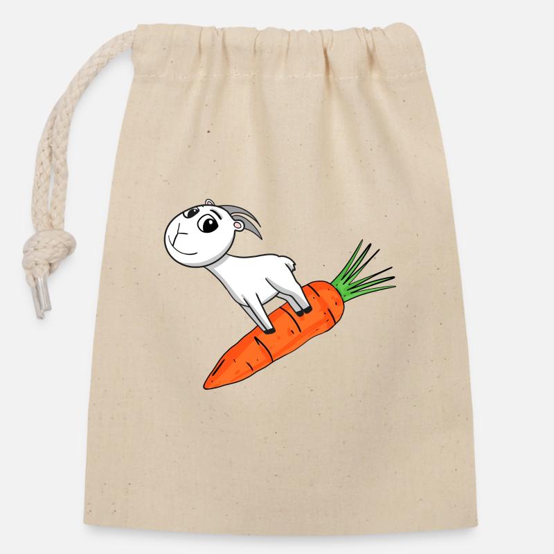 Carotte Chèvre Chèvre - Sac cadeau en coton avec cordon (14 x 20 cm) - nature