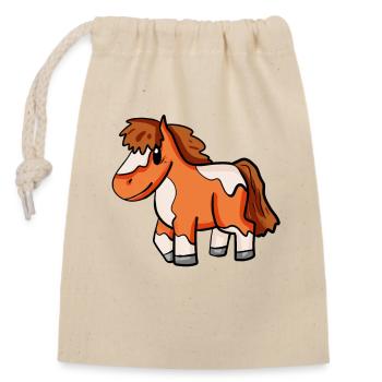 Cheval poney Shetland - Sac cadeau en coton avec cordon (14 x 20 cm) - nature - Devant