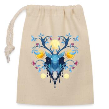Blue Ink Spirits - Cerf Nocturne et Bois Fleuris 2 - Sac cadeau en coton avec cordon (14 x 20 cm) - nature - Devant