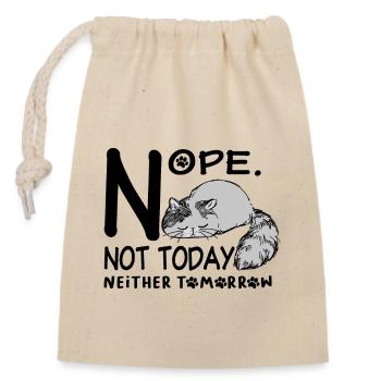Lazy cat not today and tomorrow also non-putty - Closable cotton gift bag (14x20cm) - nature - Front