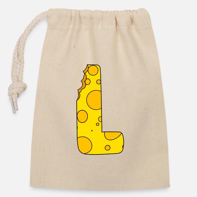 Letter L - Closable cotton gift bag (14x20cm) - nature