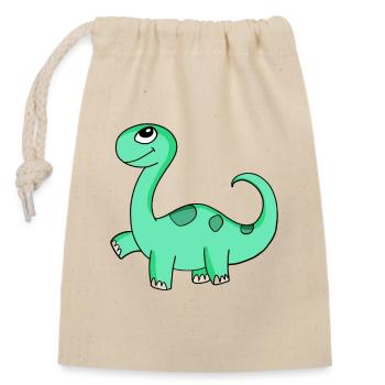 Motif de dinosaure - Sac cadeau en coton avec cordon (14 x 20 cm) - nature - Devant