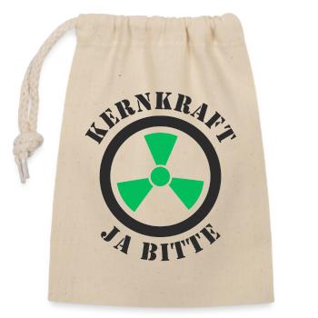 Kernkraft, Ja bitte - Verschließbarer Geschenkbeutel aus Baumwolle (14x20cm) - Natur - Vorne