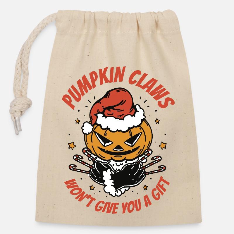 pumpkin claws won't give you a gift - Closable cotton gift bag (14x20cm) - nature