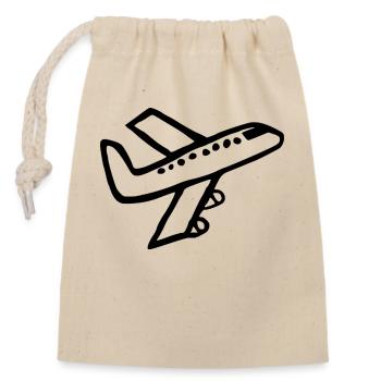 Avion - Sac cadeau en coton avec cordon (14 x 20 cm) - nature - Devant