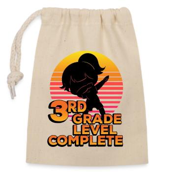 3rd grade Full silhouette dab end - Closable cotton gift bag (14x20cm) - nature - Front