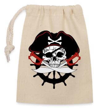 Crâne de pirate - Sac cadeau en coton avec cordon (14 x 20 cm) - nature - Devant