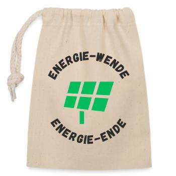 Energiewende Energieende - Verschließbarer Geschenkbeutel aus Baumwolle (14x20cm) - Natur - Vorne