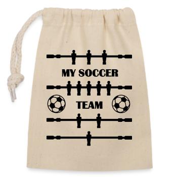 Tischfußball meine Fußballmannschaft - Verschließbarer Geschenkbeutel aus Baumwolle (14x20cm) - Natur - Vorne