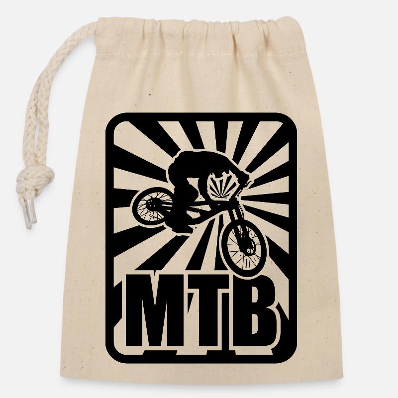 Mountain bikers, bicycles, cycling - Closable cotton gift bag (14x20cm) - nature