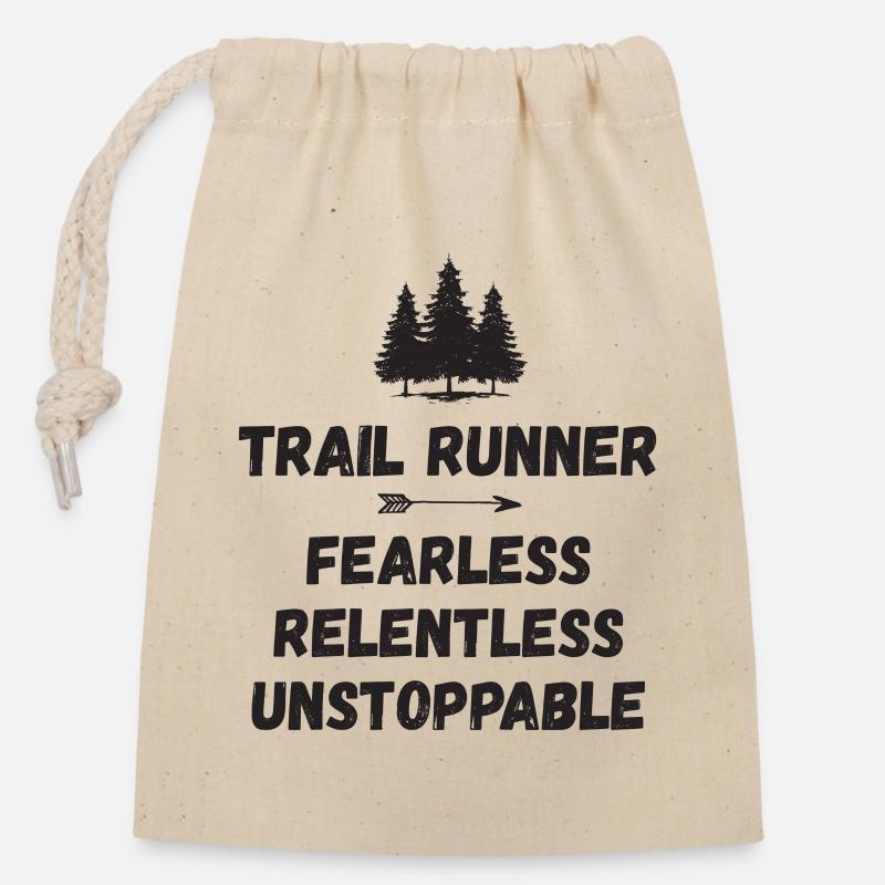 Trail Runner - Intrépide. Implacable. Imparable. - Sac cadeau en coton avec cordon (14 x 20 cm) - nature