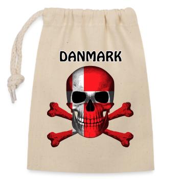 Skull Jolly Roger Pirate Flag Danmark R6Z - Closable cotton gift bag (14x20cm) - nature - Front