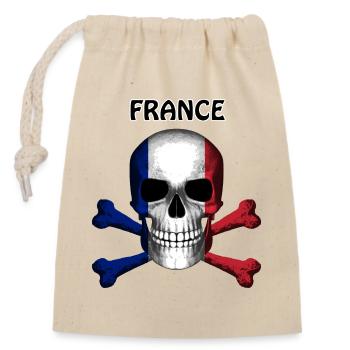 Skull Jolly Roger Pirate Flag France R6Z - Closable cotton gift bag (14x20cm) - nature - Front