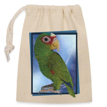White-fronted parrot - Closable cotton gift bag (14x20cm) - nature - Front