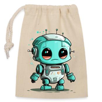 Tok le petit robot - Sac cadeau en coton avec cordon (14 x 20 cm) - nature - Devant