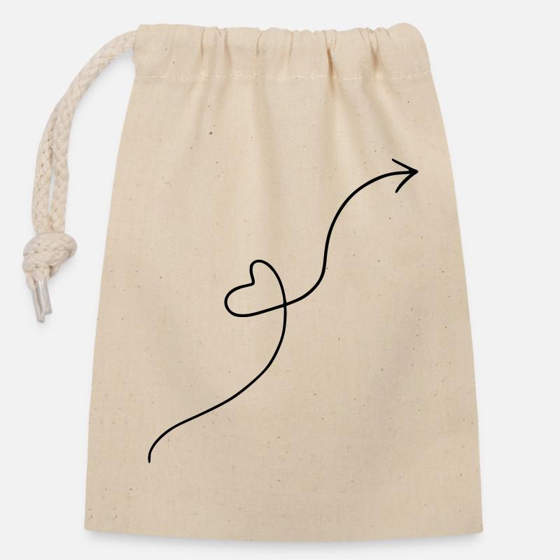 Flèche du cœur - Sac cadeau en coton avec cordon (14 x 20 cm) - nature