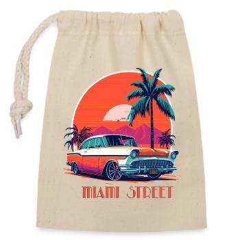 MIAMI STREET - Closable cotton gift bag (14x20cm) - nature - Front