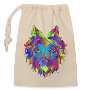 Wolf - Verschließbarer Geschenkbeutel aus Baumwolle (14x20cm) - Natur - Vorne