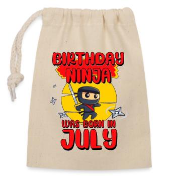 Anniversaire Ninja Juillet Bday Party Cadeau pour Bday Boy - Sac cadeau en coton avec cordon (14 x 20 cm) - nature - Devant
