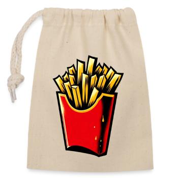 French fries 🍟 - Closable cotton gift bag (14x20cm) - nature - Front
