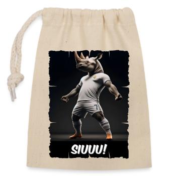 Siu Soccer Goal Celebration Outfit with Rhino - Closable cotton gift bag (14x20cm) - nature - Front