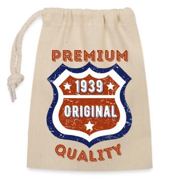 Premium quality 1939 - Closable cotton gift bag (14x20cm) - nature - Front