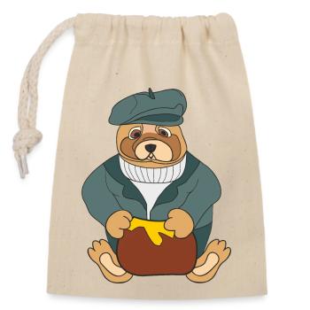 Teddybär, - Verschließbarer Geschenkbeutel aus Baumwolle (14x20cm) - Natur - Vorne