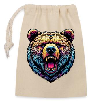 Angry Ferocious Bear - Closable cotton gift bag (14x20cm) - nature - Front