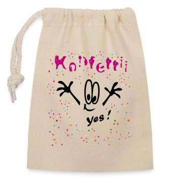 Konfetti Karneval Comic - Verschließbarer Geschenkbeutel aus Baumwolle (14x20cm) - Natur - Vorne