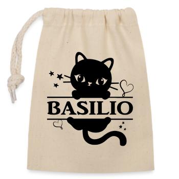 T-shirt Basilio T-shirt chat Katze idée cadeau - Sac cadeau en coton avec cordon (14 x 20 cm) - nature - Devant