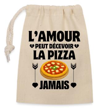 Pizza, Pizza Fan, Pizza Eater - Closable cotton gift bag (14x20cm) - nature - Front