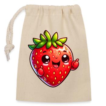 Fraise Fraises - Sac cadeau en coton avec cordon (14 x 20 cm) - nature - Devant