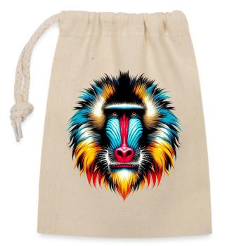 Mandrill Monkey - Closable cotton gift bag (14x20cm) - nature - Front