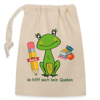 Back to School, Frog - Closable cotton gift bag (14x20cm) - nature - Front