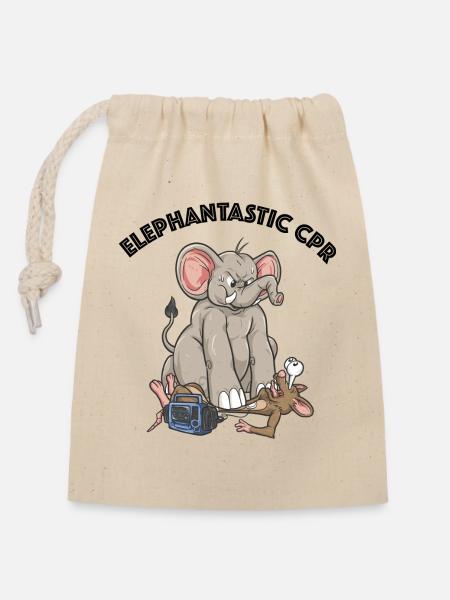 CPR Cartoon - Elephantasric CPR - Verschließbarer Geschenkbeutel aus Baumwolle (14x20cm) - Natur
